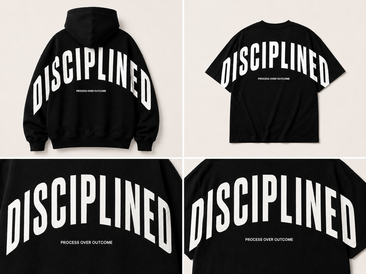 DISCIPLINED Oversized Tee back print detail